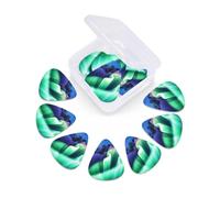 Lot de 12 médiators avec étui de rangement Northern Lights pour guitare acoustique et électrique, basse, 0,46 mm, 0,71 mm, 0,96 mm, fins, moyens et lourds pour débutants et musiciens