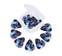 Lot de 12 médiators avec étui de rangement Violet Dragon Purple Moon pour guitare basse acoustique électrique 0,46 mm, 0,71 mm, 0,96 mm, fins, moyens et lourds pour débutants et musiciens
