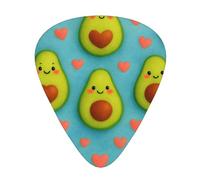 Lot de 12 médiators Avocado Love Heart avec 3 épaisseurs et boîte de rangement, médiators en ABS pour guitare basse électrique