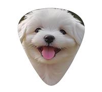Lot de 12 médiators Bichon Frise Dog On The Grass avec boîte de rangement, 3 épaisseurs 0,46/0,71/0,96 mm, médiators en ABS pour guitare, ukulélé, basse