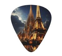 Lot de 12 médiators Cathédrale de la Sainte Famille et Tour Eiffel pour guitare, 4 pièces de 3 tailles, adaptés à une large gamme d'instruments à cordes