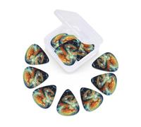 Lot de 12 médiators de guitare avec boîte de rangement 3 épaisseurs différentes - Motif dragon chinois - Peinture à l'huile - Pour basse, électrique, acoustique, cadeaux de Noël - Comprend 0,46 mm