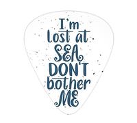 Lot de 12 médiators de guitare avec boîte fine, je suis perdu à la mer, phrase DoBother Me sur fond dispersé, coffret cadeau spécial plectres de guitare pour guitariste, bleu nuit et blanc