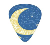 Lot de 12 médiators de guitare avec boîte fine, labyrinthe de croissant de lune avec comètes étoiles tourbillonnantes, impression de célébration de la Saint-Valentin, coffret cadeau spécial plectres d