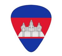 Lot de 12 médiators de guitare avec drapeau du Cambodge - Parfait pour les débutants et les professionnels (guitares basses, électriques et acoustiques)