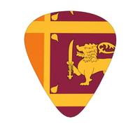 Lot de 12 médiators de guitare avec drapeau du Sri Lanka - Antidérapants - Différentes tailles - Pour guitare électrique, acoustique, ukulélé