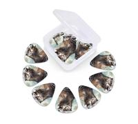 Lot de 12 médiators de guitare avec étui de rangement dessinés à la main pour guitare basse acoustique électrique 0,46 mm, 0,71 mm, 0,96 mm, fins, moyens et lourds pour débutants et musiciens