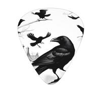 Lot de 12 médiators de guitare confortables dans la main avec bords lisses Trois épaisseurs pour correspondre à l'image des corbeaux noirs