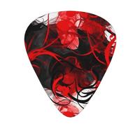 Lot de 12 médiators de guitare imprimés abstraits, rouges, noirs, blancs, confortables et polyvalents pour tous les styles de guitare et les joueurs
