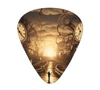 Lot de 12 médiators de guitare imprimés horloge, fins, moyens et épais, livrés avec un étui de rangement