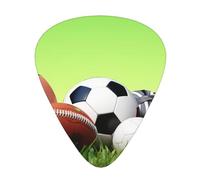 Lot de 12 médiators de guitare imprimés Sports Balls on the Grass - Confortables et polyvalents pour tous les styles de guitare et joueurs