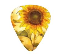 Lot de 12 médiators de guitare imprimés tournesol jaune - Médiators confortables et polyvalents pour tous les styles de guitare et joueurs