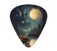Lot de 12 médiators de guitare Moon Stars and Planets Prints confortables et résistants à l'usure pour guitare et ukulélé