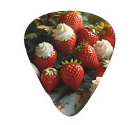 Lot de 12 médiators de guitare Motif fraises Crème 3 épaisseurs différentes