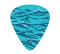 Lot de 12 médiators de plage vintage en ABS universels, illustration de l'océan abstrait al bleu simpliste, pour guitare acoustique et électrique, bleu pétrole, écume de mer foncé