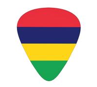 Lot de 12 médiators drapeau de l'île Maurice résistants à l'usure pour guitare, basse, guitare électrique, ukulélé, fin, moyen et lourd