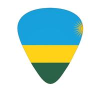 Lot de 12 médiators Drapeau du Rwanda - Tailles fines, moyennes et épaisses - Convient pour guitare électrique et divers instruments