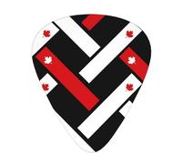 Lot de 12 médiators en ABS avec 3 épaisseurs et boîte de rangement - Motif drapeau canadien