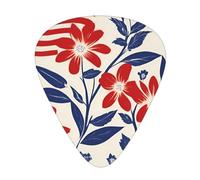 Lot de 12 médiators en ABS avec 3 épaisseurs et boîte de rangement pour guitare basse électrique Motif drapeau américain