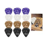 Lot De 12 Médiators En Celluloïd - 3 Épaisseurs Différentes : 0,46 Mm, 0,71 Mm, 0,96 Mm, Personnalisés Pour Guitares Acoustiques Et Électriques - Noir, Blanc, Café Et Violet, En Forme De Cœur