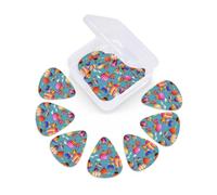 Lot de 12 médiators en celluloïd avec boîte de rangement - Ballons colorés - Médiators fins, moyens et lourds - 3 épaisseurs différentes - Pour guitares acoustiques électriques, ukulélés, basses