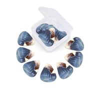Lot de 12 médiators en celluloïd avec boîte de rangement Cabin In The Woods - Médiators fins, moyens et lourds en celluloïd - 3 épaisseurs différentes - Pour guitares acoustiques électriques, ukulélés