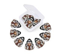Lot de 12 médiators en celluloïd avec boîte de rangement Noir et blanc Doodle Tiger Bass Médiators fins, moyens et lourds 3 épaisseurs différentes pour guitares acoustiques électriques ukulélé, basse