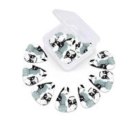 Lot de 12 médiators en celluloïd avec boîte de rangement pour guitares électriques acoustiques, ukulélés, basses et moyennes - 3 épaisseurs différentes - Noir et blanc