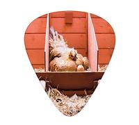 Lot de 12 médiators en forme d'animaux de la ferme avec boîte fine, photo d'élevage avec poule pondeuse incubant à l'intérieur de la cage et des œufs, coffret cadeau spécial plectres de guitare pour g