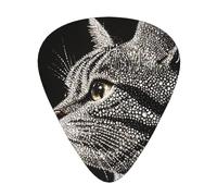 Lot de 12 médiators en forme de tête de chat de tailles fines, moyennes et épaisses, adaptés pour guitare électrique et divers instruments