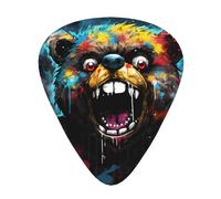 Lot de 12 médiators en forme d'ours à bouche ouverte de tailles fines, moyennes et épaisses, adaptés pour guitare électrique et divers instruments