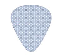 Lot de 12 médiators ethniques avec boîte fine, motif géométrique al stylisé historique en carrés dans un ton pastel doux, coffret cadeau spécial plectres de guitare pour guitariste, bleu