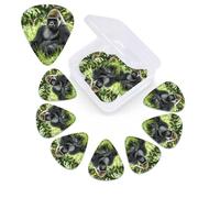 Lot de 12 médiators Gorilla in the Grass avec boîte de rangement de rangement, 3 épaisseurs différentes en celluloïd, médiators abstraits, médiators pour guitare électrique, ukulélé, basse