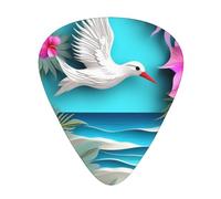 Lot de 12 médiators Hawaii Beach Hibiscus - Épaisseur assortie (0,46 mm, 0,71 mm, 0,96 mm) avec boîte de rangement et design unique assorti pour joueurs acoustiques, électriques, basses et ukulélés