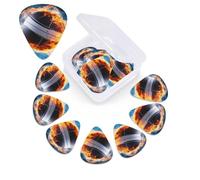 Lot de 12 médiators Ice and Fire Volleyball avec boîte de rangement de rangement, 3 épaisseurs différentes en celluloïd, médiators abstraits, médiators pour guitare électrique acoustique, ukulélé
