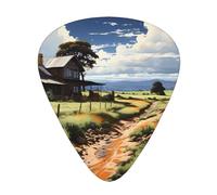 Lot de 12 médiators imprimés de paysage idyllique - 12 médiators fins, moyens et épais, adaptés pour guitare, basse, guitare électrique et ukulélé