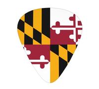 Lot de 12 médiators imprimés drapeau de l'État du Maryland - Médiators fins, moyens et épais, adaptés pour guitare, basse, guitare électrique et ukulélé