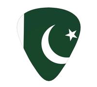 Lot de 12 médiators imprimés Drapeau du Pakistan avec des styles fins, moyens et épais, livrés avec un étui de rangement