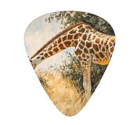 Lot de 12 médiators imprimés girafe mangeant de l'herbe - 12 médiators fins, moyens et épais, adaptés pour guitare, basse, guitare électrique et ukulélé