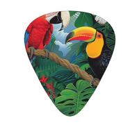 Lot de 12 médiators imprimés Macaw and Toucan Perching of American Rainforests - Confortables et polyvalents pour tous les styles de guitare et joueurs