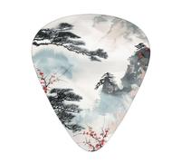 Lot de 12 médiators imprimés paysage chinois - Médiator confortable et polyvalent pour tous les styles de guitare et joueurs