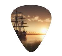 Lot de 12 médiators imprimés « Ship in The Lake Sunset » - Confortables et polyvalents pour tous les styles de guitare et joueurs