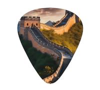 Lot de 12 médiators imprimés The Great Wall of China avec des styles fins, moyens et épais, livrés avec un étui de rangement