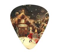 Lot de 12 médiators Merry Christmas 1 Print - Épaisseur assortie (0,46 mm, 0,71 mm, 0,96 mm) avec boîte de rangement et design unique assorti pour joueurs acoustiques, électriques, basses et ukulélés