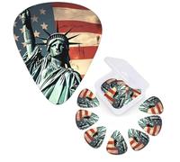 Lot de 12 médiators personnalisés pour guitare 3 épaisseurs différentes, 4 pièces de 0,46 mm, 4 pièces de 0,71 mm, 4 pièces de 0,96 mm, statue de la liberté contre les guitares électriques