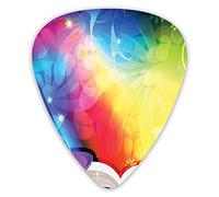 Lot de 12 médiators pour guitare avec boîte fine, chapeau de sorcière et livre de sorts sur fond coloré abstrait de conte de fées, magie de sorcellerie, coffret cadeau spécial plectres de guitare pour