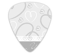 Lot de 12 médiators pour guitare avec boîte fine, jolies formes de cœur romantiques dessinées à la main, phrase et bordure Je t'aime, coffret cadeau spécial plectres de guitare pour guitariste