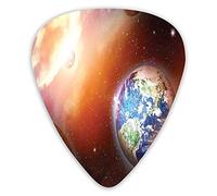 Lot de 12 médiators pour guitare avec boîte fine, nuages de poussière, nébuleuse, étoiles dans la scène du système solaire avec la planète Terre, Pluton et Neptune, coffret cadeau spécial plectres de