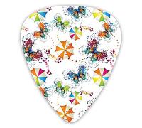 Lot de 12 médiators pour guitare avec boîte fine, parapluies et papillons, concept de fée magique, appréciez votre vie, thème d'amour, coffret cadeau spécial plectres de guitare pour guitariste