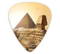 Lot de 12 médiators pour guitare avec boîte fine, pyramides égyptiennes, célèbres grandes merveilles du patrimoine mondial, image sur le thème, ensemble cadeau spécial plectres de guitare pour guitari